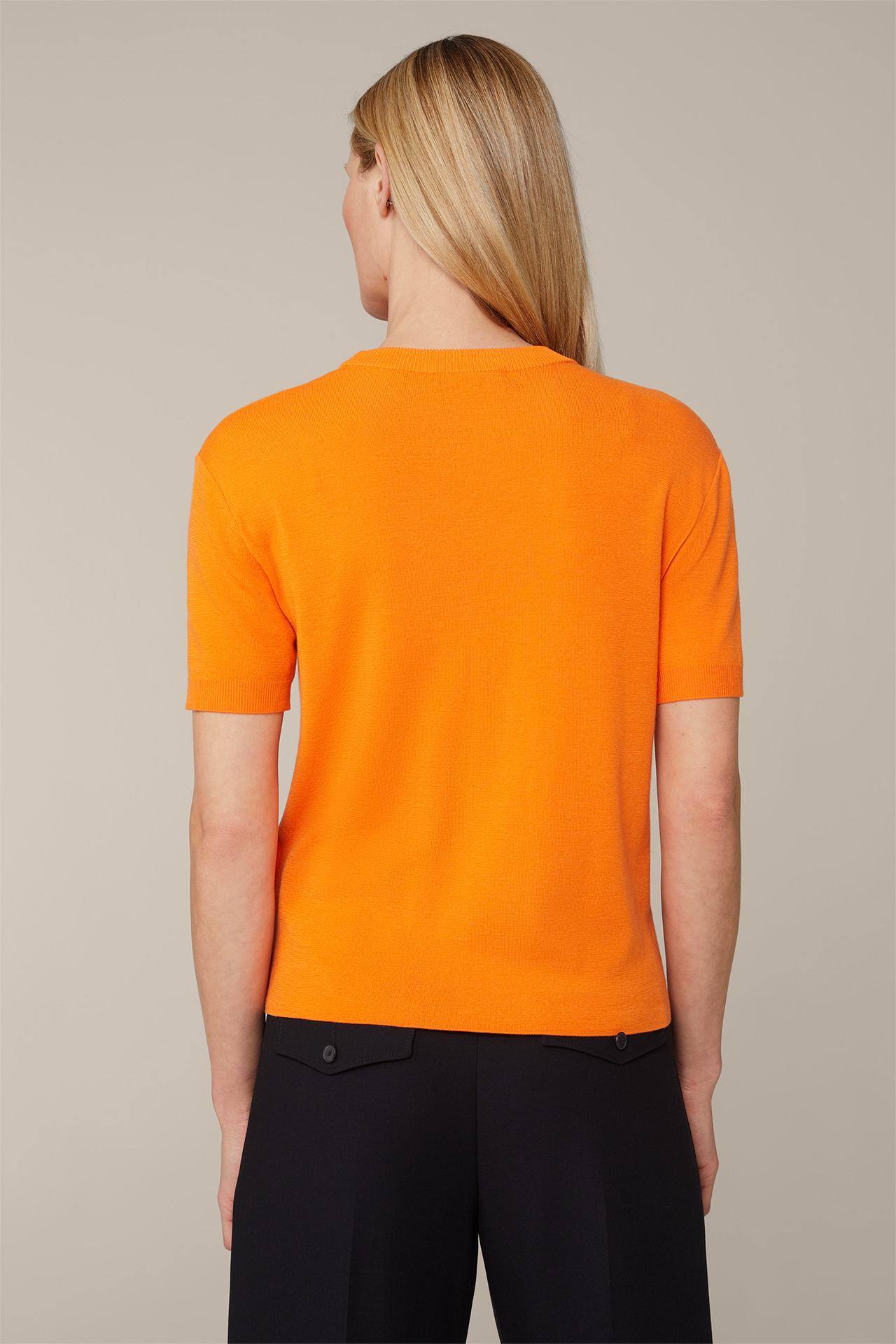 Merino-Strick-Shirt in Orange