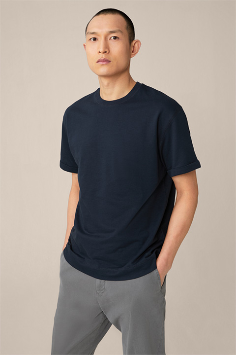 Leichtes Sweat-T-Shirt Sevo aus Baumwolle in Navy