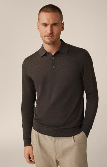 Nando Knitted Polo Shirt with Silk and Cashmere in Brown