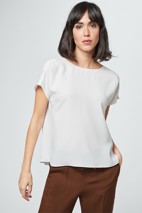 Crêpe-Bluse in Creme