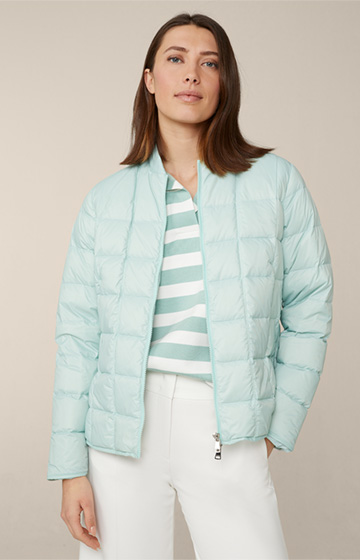 Quilted Jacket with College Collar in Mint Green