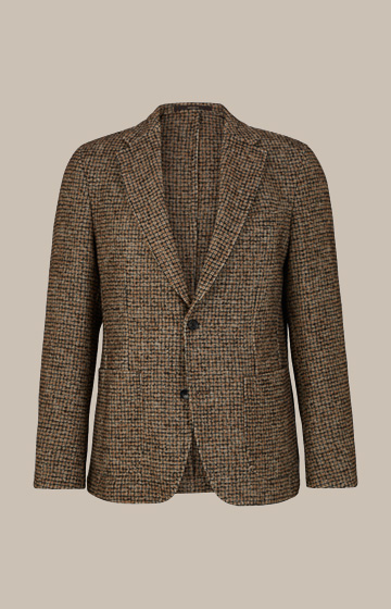 Veste de costume Giro en laine vierge mélangée, en beige clair, noir et blanc cassé à motif