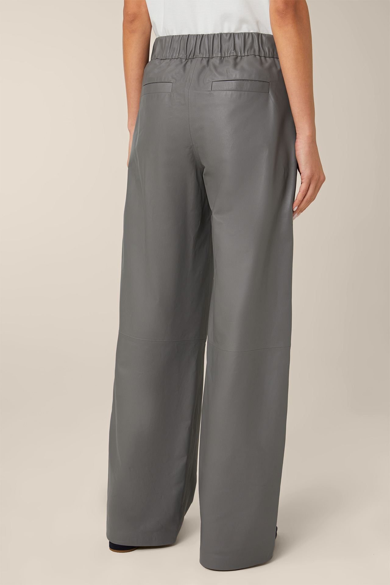 Lambskin Nappa Marlene Leather Trousers in Grey