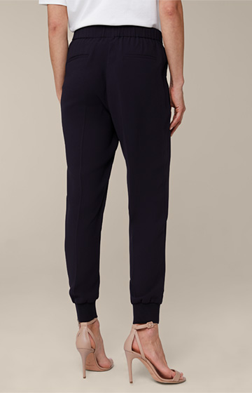 Jogger-style Crêpe Trousers in Navy