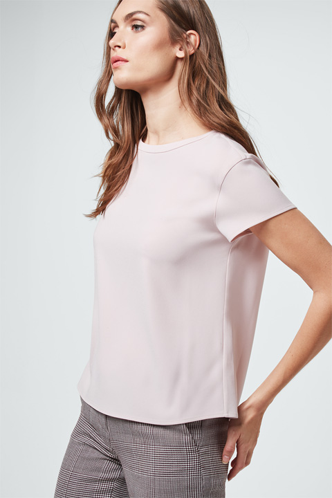 Crêpe-Bluse in Puder-Rosé