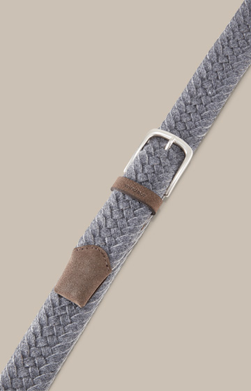 Wool and Suede Belt in Grey and Brown