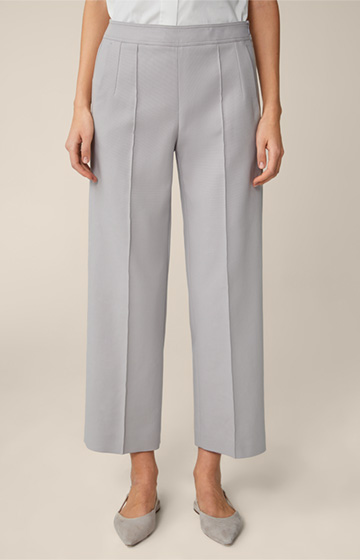 Panama-weave Stretch Cotton Culottes in Grey