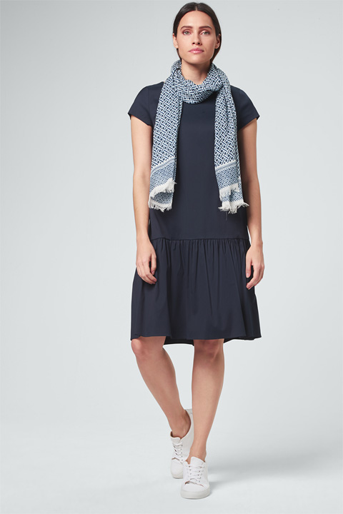 Baumwollstretch-Kleid in Navy