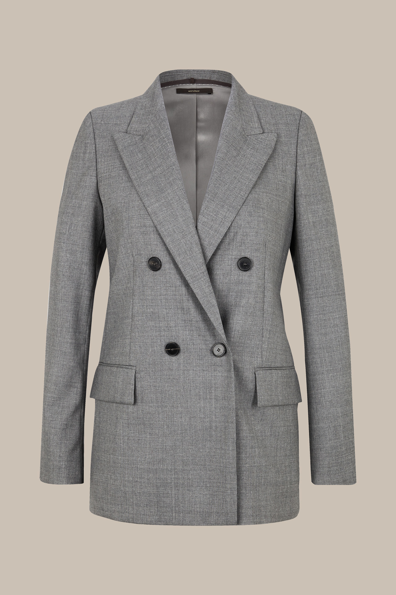 Double-Breasted Long Blazer S gray