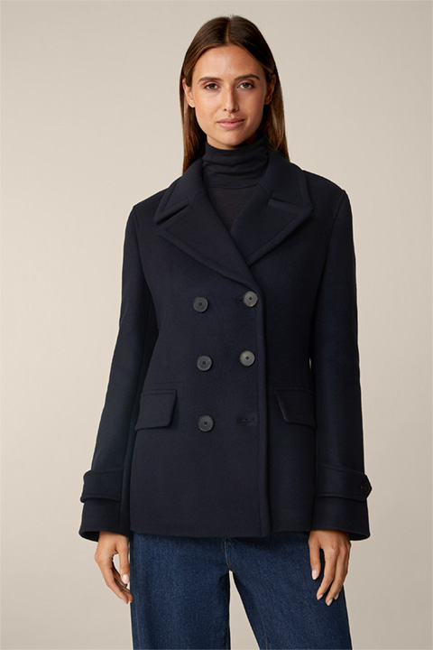 Wollmix-Caban-Jacke in Navy