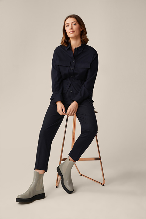 Schurwoll-Stretch-Anzug-Hose in Navy Windsor Damen Kleidung Hosen & Jeans Lange Hosen Stretchhosen 
