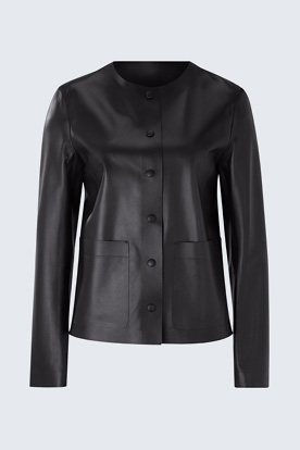 Leder-Kurzjacke aus Lammnappa in Schwarz