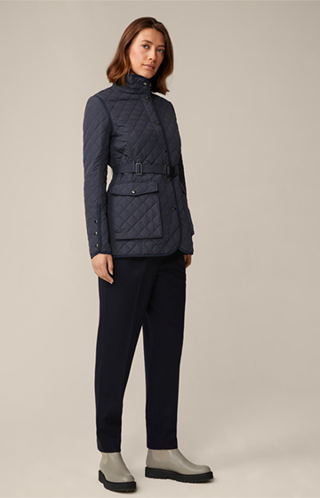Quilted Jacket with Belt in Navy