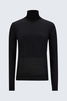 Feinstrick-Rollkragen-Pullover Harmon in Schwarz