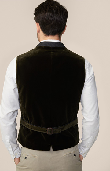 Gilet d’inspiration traditionnelle Au, en vert foncé et anthracite