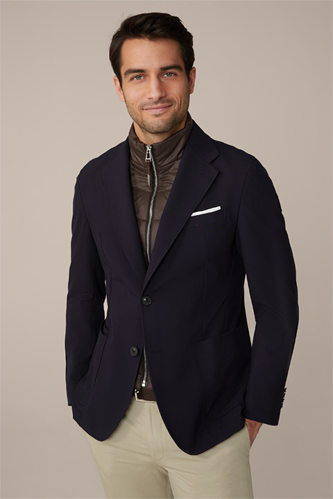 Bi-Stretch Cotton Jacket with Inlay in Navy