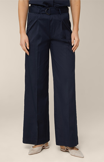 Cotton Stretch Marlene Trousers in Navy