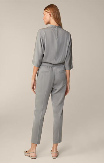 Crêpe Overalls with Pleat-front in Light Grey