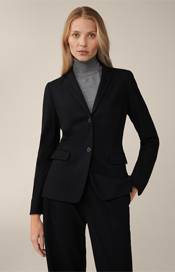 Wool Jersey Blazer in Black