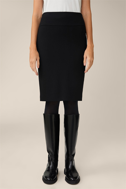 Wool Jersey Pencil Skirt in Black