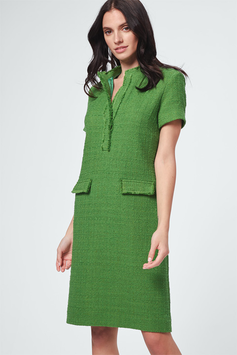 Bouclé-Kleid in Grün
