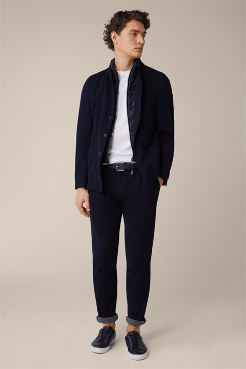 Arezzo Jersey Stand-up Collar Jacket with Inlay in Navy