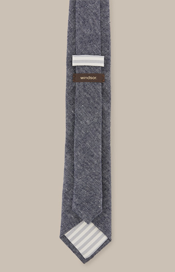 Seiden-Krawatte mit Leinen in Denim Blue