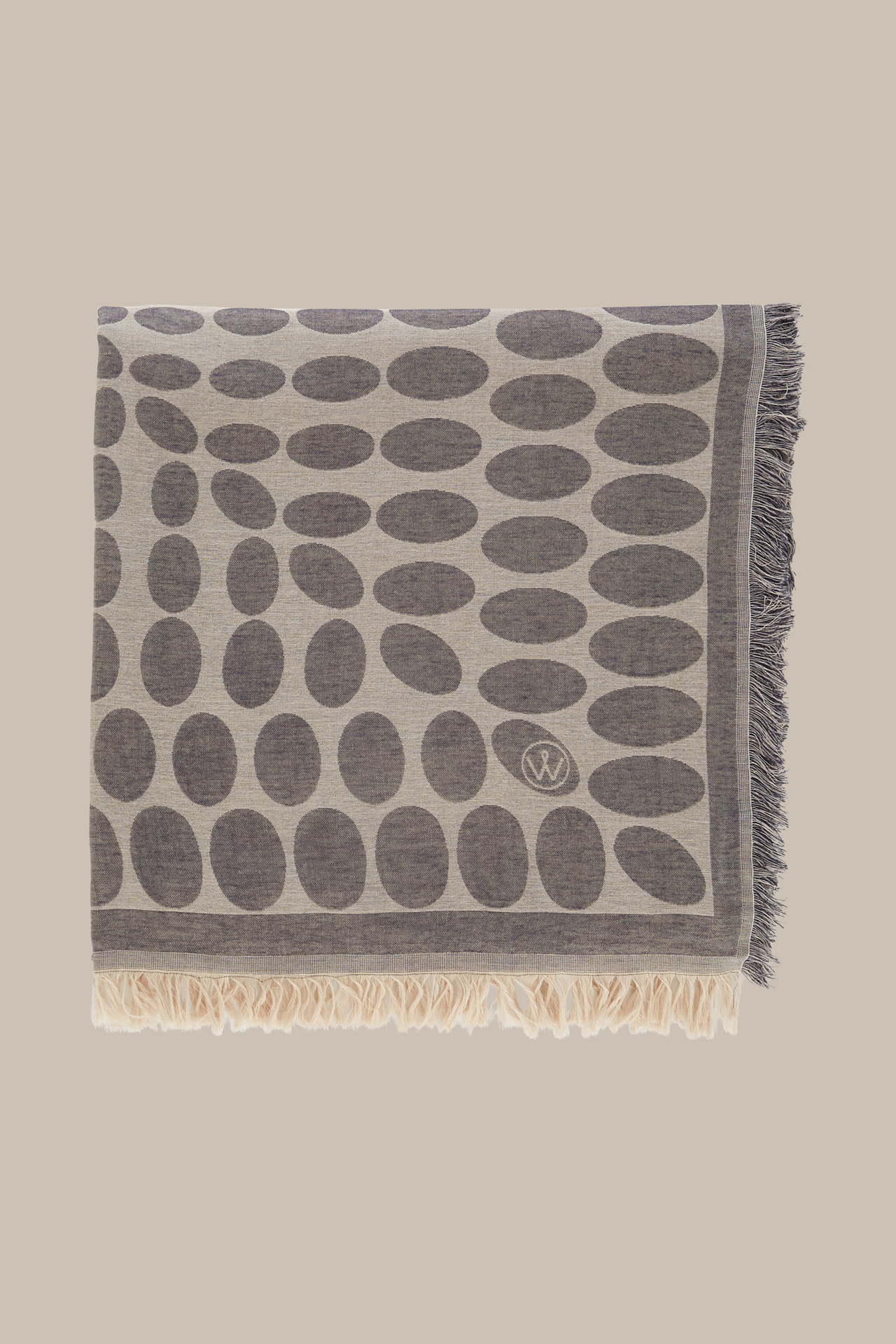 Viskose-Baumwoll-Schal in Beige-Grau gemustert 