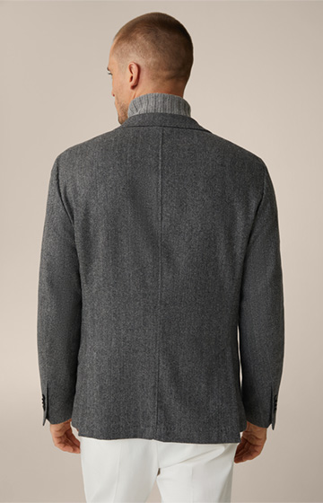 Veste en laine mélangée Giro avec cachemire, en motifs à chevron de couleur noire