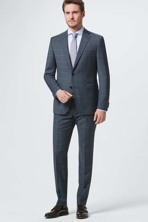 Schurwoll-Anzug Palo-Rico in Navy gemustert