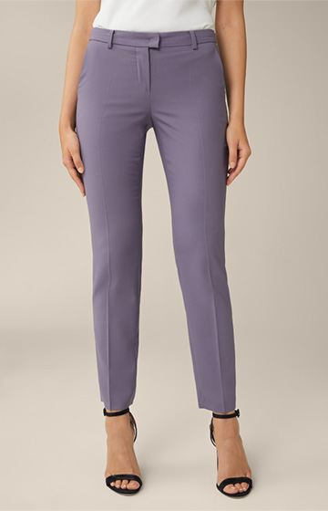 Virgin Wool Stretch Suit Trousers in Mauve