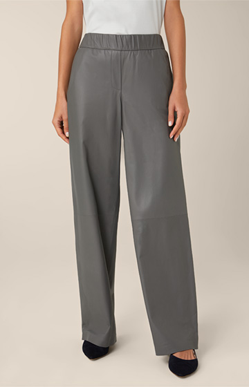 Lambskin Nappa Marlene Leather Trousers in Grey