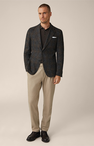 Giro Wool Blend Jacket with Silk in a Black and Brown Pattern