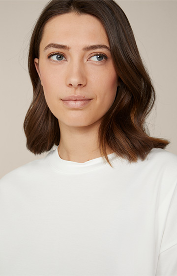 Cotton Interlock T-shirt with Back Pleat in White