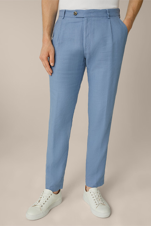 Floro Linen Mix Modular Trousers in Blue