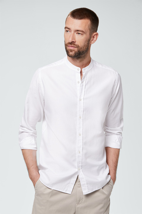 Smart-Shirt Leno mit Stehkragen  in Weiß