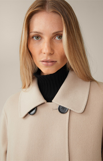 Double-breasted Wool Blend Coat with Cashmere in Beige
