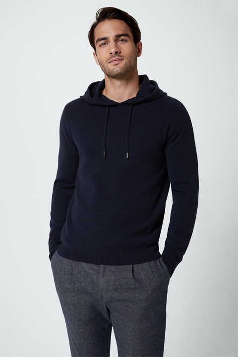 Cashmere-Kapuzen-Pullover Cashmono in Navy