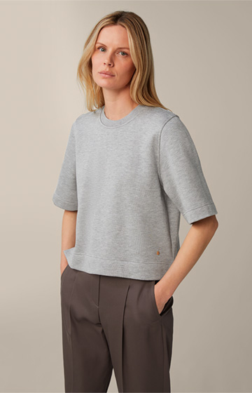 Soft-Sweat-T-Shirt mit Rundhals in Grau meliert