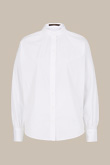 Popeline-Bluse mit Stehkragen und weitem Arm in Weiß