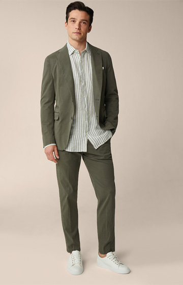 Lapo Linen Shirt in Olive and White Stripe