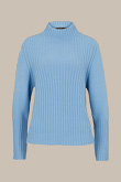 Cashmere-Pullover mit Stehkragen in Hellblau 