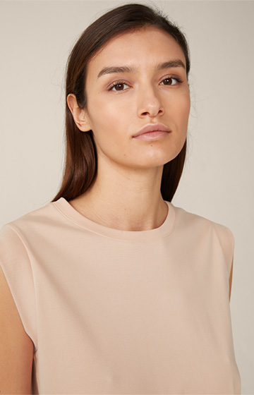 Baumwoll-Interlock-Shirt in Pfirsich