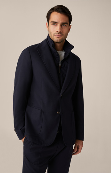 Tristo Wool Flannel Modular Jacket with Inlay in Navy