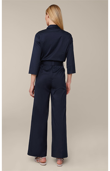 Cotton Stretch Overalls in Navy