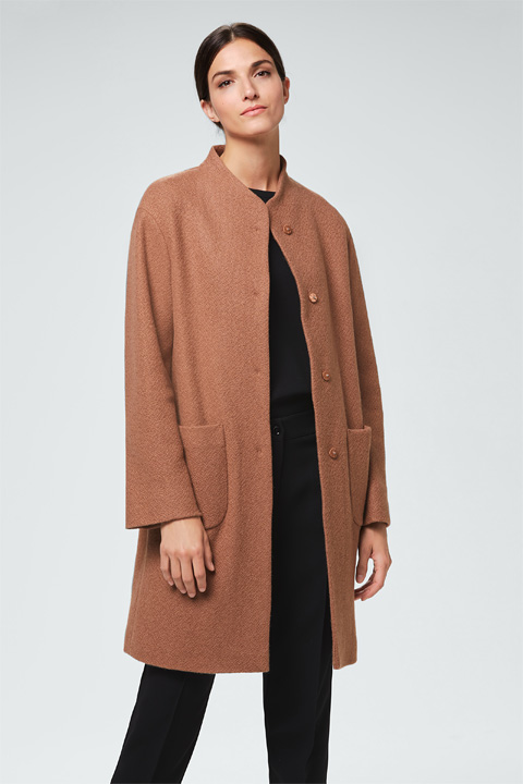 Kurzmantel mit Alpaka in Cognac