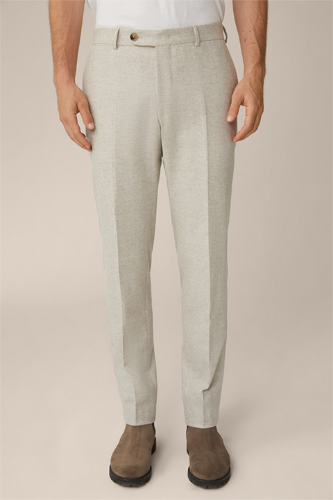 Bene Wool Blend Modular Trousers with Cashmere in Beige Marl