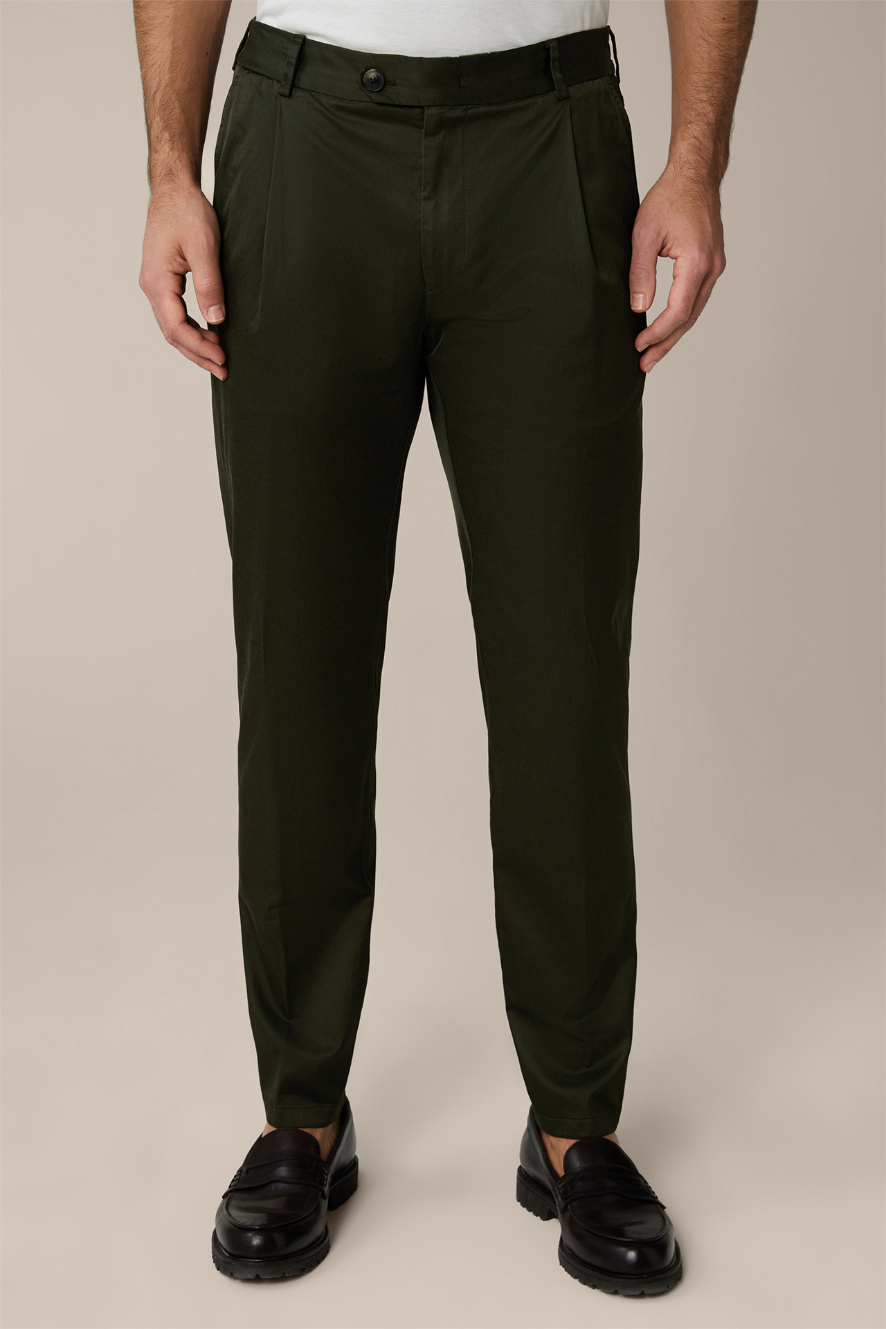 Floro Cotton Mix Modular Trousers in Olive