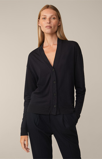 Tencel-Wollmix-Cardigan in Navy