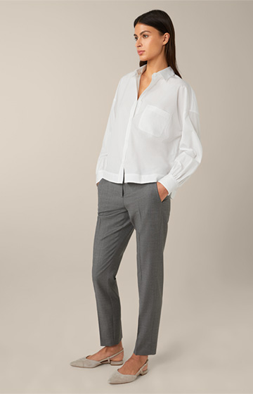 Popeline-Baumwoll-Oversize-Hemd-Bluse in Weiß